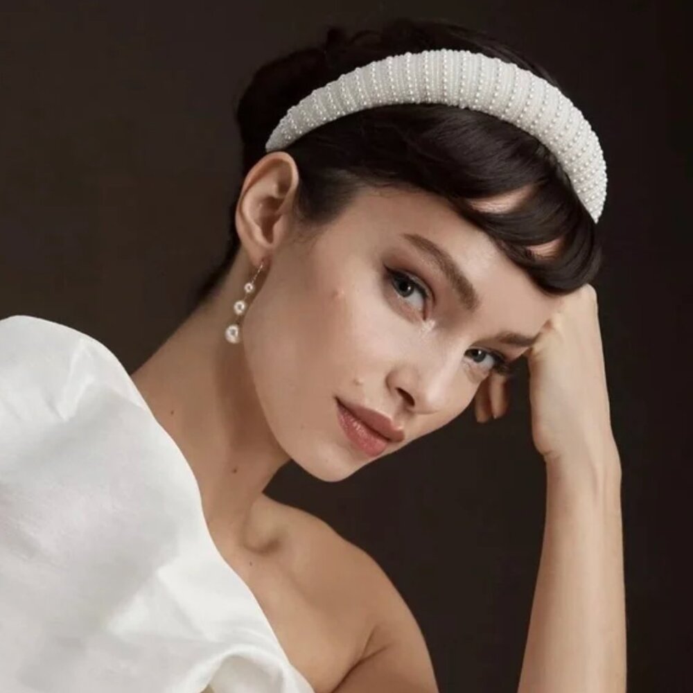 BHLDN Bridal Pearl-Embellished Headband - White, OS